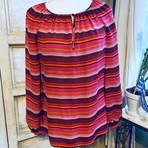 TORY BURCH Multicolor Striped 3/4 Sleeve Blouse